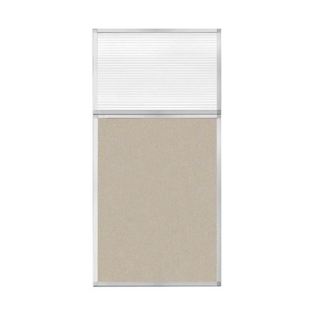 VERSARE Hush Panel Configurable Cubicle Partition 3' x 6' W/ Window Sand Fabric Clear Fluted Window 1852318-1